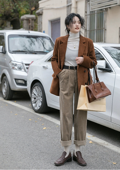 レトロブラウンコーデュロイブレザー