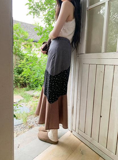 レトロ花柄マキシスカート