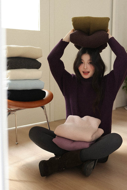 ストライプハイネックセーター