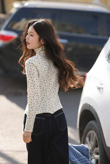 シック・フローラル・ハーフネック・シャツ