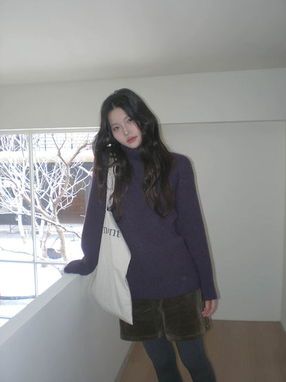 ストライプハイネックセーター