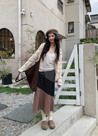 レトロ花柄マキシスカート