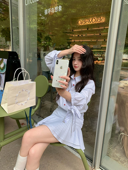 シックフリルハイウエストワンピース