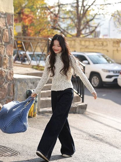 シック・フローラル・ハーフネック・シャツ