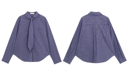 レトロチェックルーズブラウス