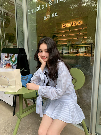 シックフリルハイウエストワンピース