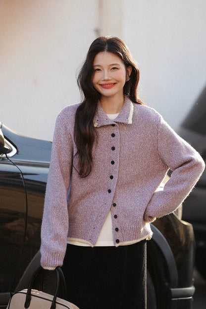 ロマンティック・ホワイト・ウール・カーディガン