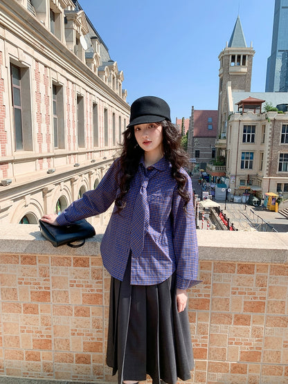 レトロチェックルーズブラウス