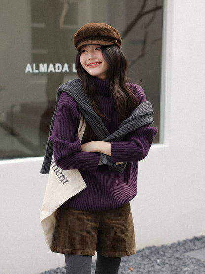 ストライプハイネックセーター