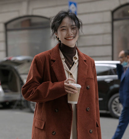 レトロブラウンコーデュロイブレザー