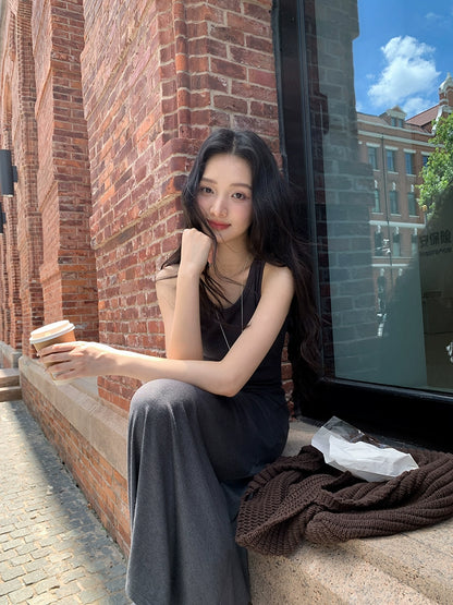 グレー カジュアル ロングドレス