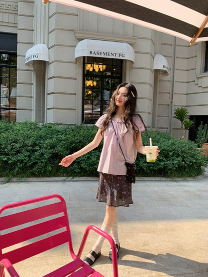 パープルサマークロップトップ