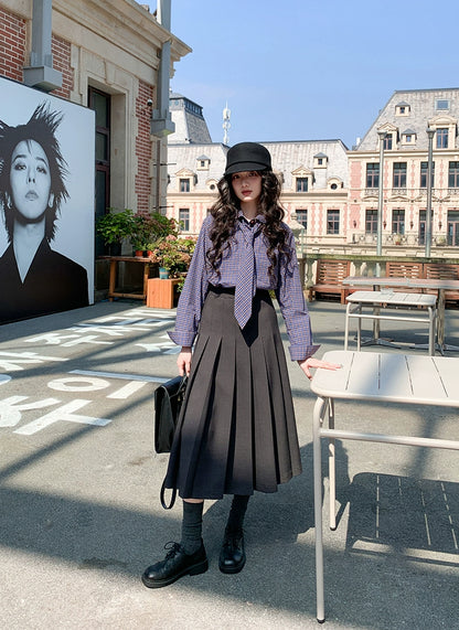 レトロチェックルーズブラウス