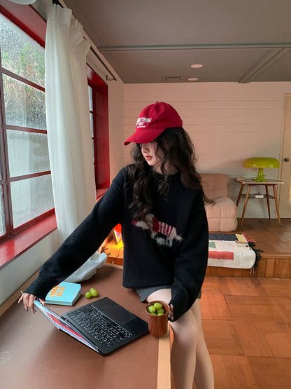 コージー紺ニットプルオーバー