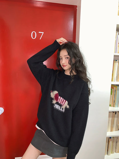 コージー紺ニットプルオーバー