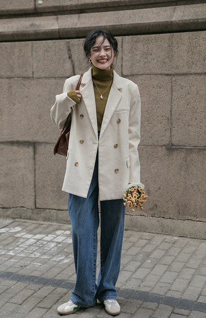 レトロブラウンコーデュロイブレザー