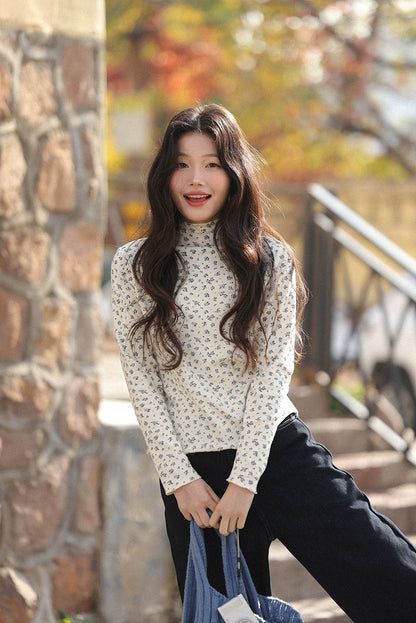 シック・フローラル・ハーフネック・シャツ