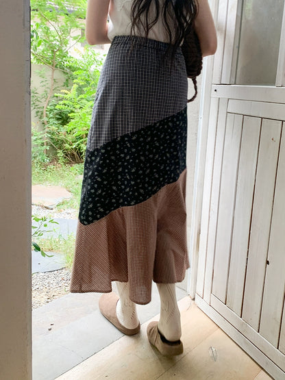 レトロ花柄マキシスカート