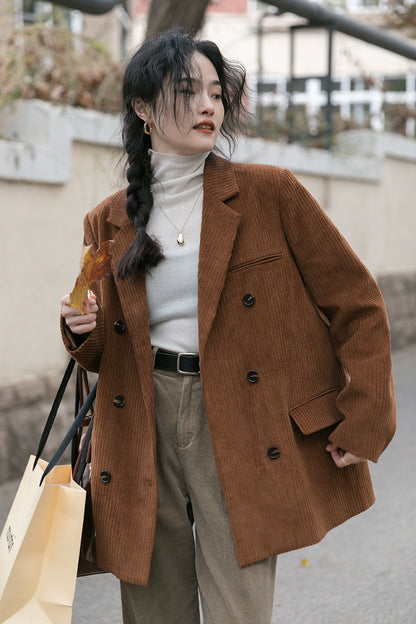 レトロブラウンコーデュロイブレザー