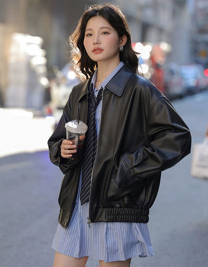 レトロブラックレザージャケット