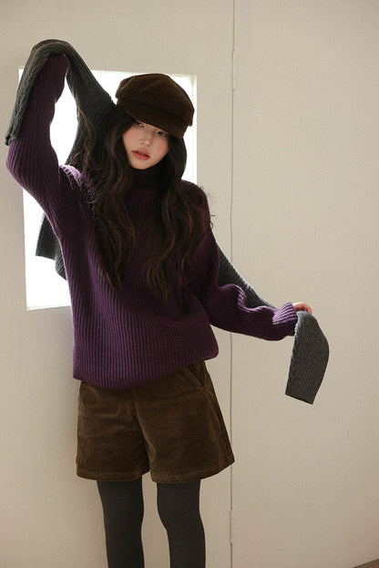 ストライプハイネックセーター