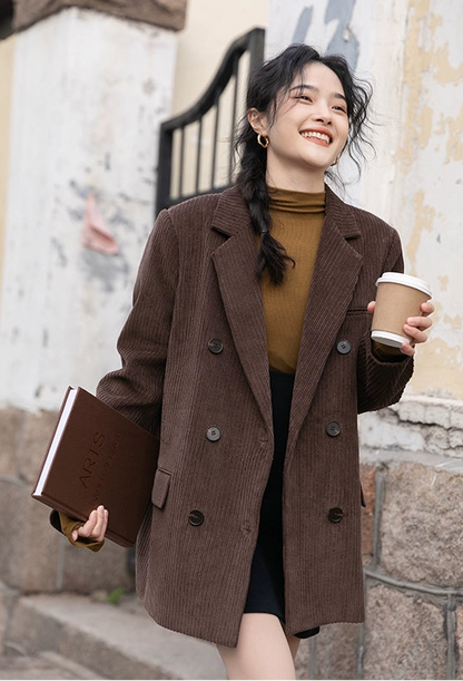 レトロブラウンコーデュロイブレザー