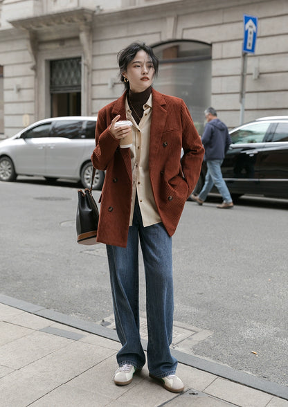 レトロブラウンコーデュロイブレザー