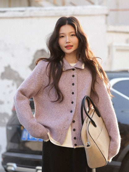 ロマンティック・ホワイト・ウール・カーディガン