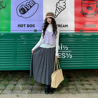 シックハイウエストプリーツスカート