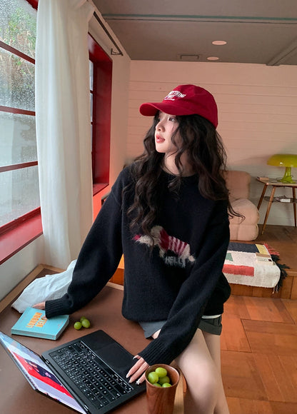 コージー紺ニットプルオーバー