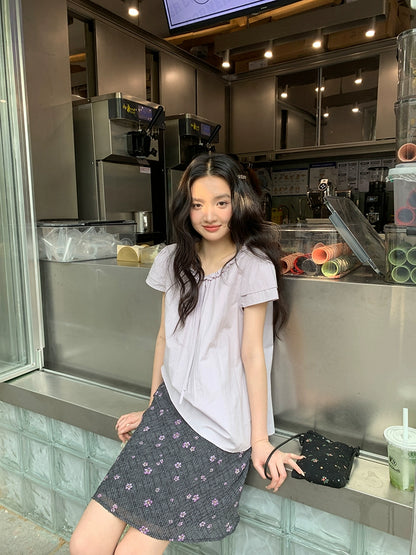 パープルサマークロップトップ