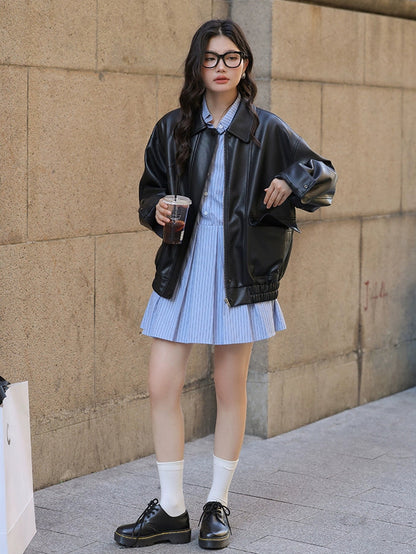 レトロブラックレザージャケット