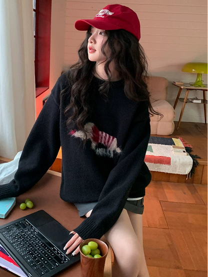 コージー紺ニットプルオーバー