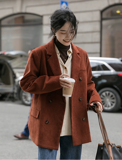 レトロブラウンコーデュロイブレザー