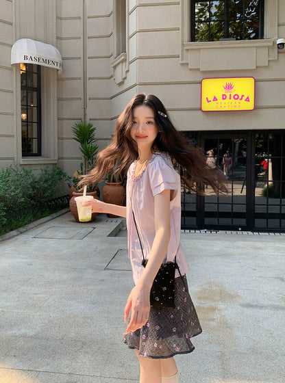 パープルサマークロップトップ