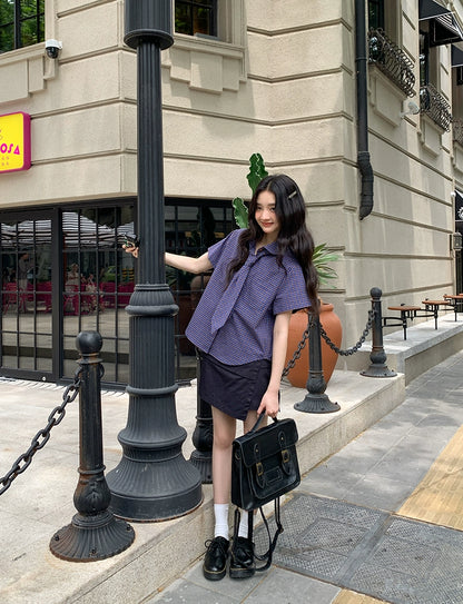 フレンチチェックサマーブラウス