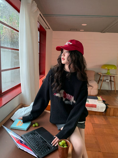 コージー紺ニットプルオーバー