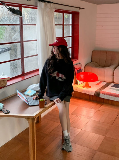 コージー紺ニットプルオーバー