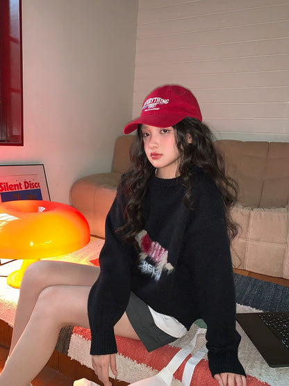 コージー紺ニットプルオーバー