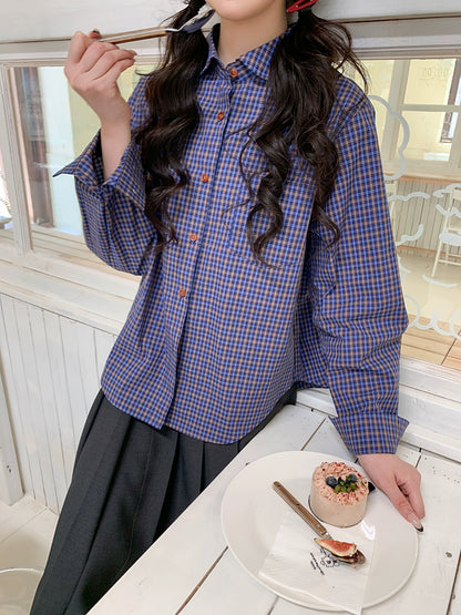 レトロチェックルーズブラウス