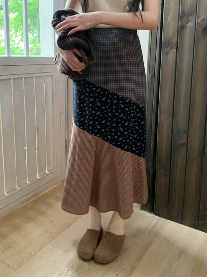 レトロ花柄マキシスカート