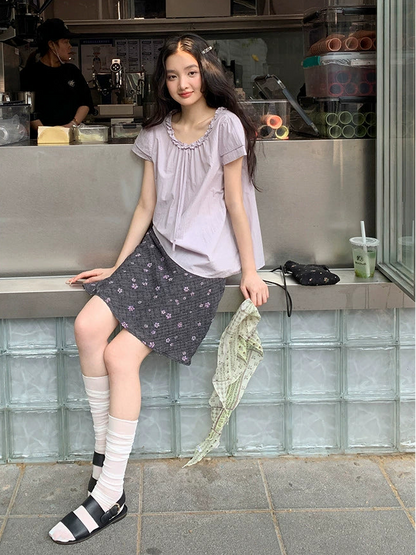 パープルサマークロップトップ