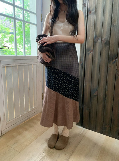 レトロ花柄マキシスカート