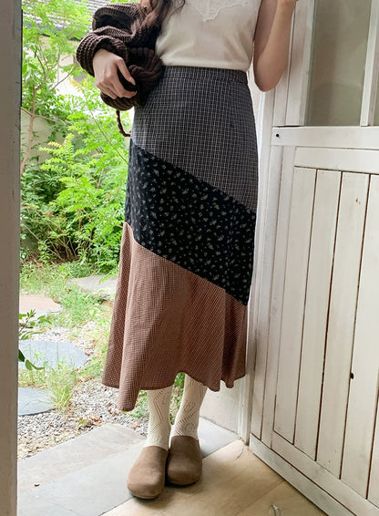 レトロ花柄マキシスカート