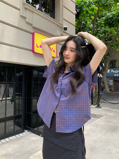 フレンチチェックサマーブラウス