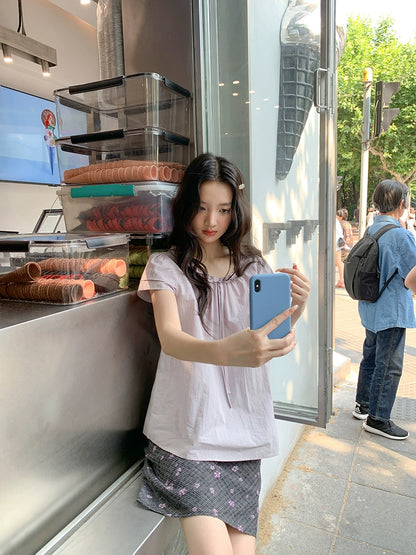 パープルサマークロップトップ