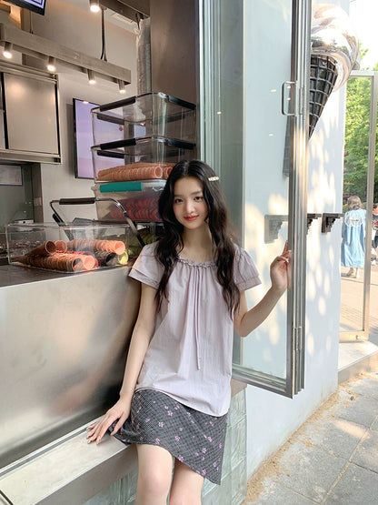 パープルサマークロップトップ