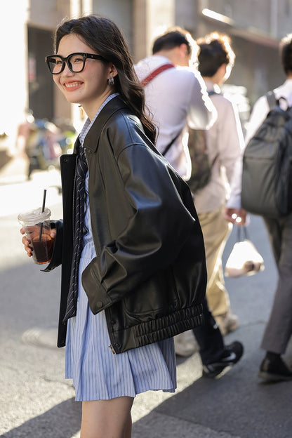 レトロブラックレザージャケット