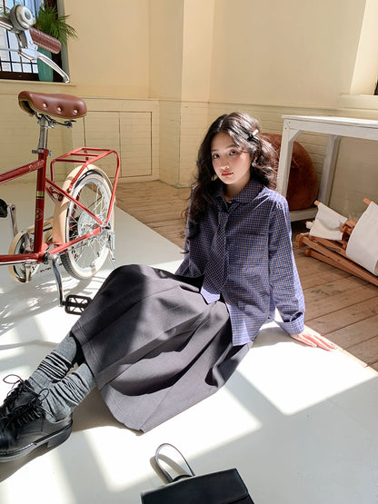 レトロチェックルーズブラウス