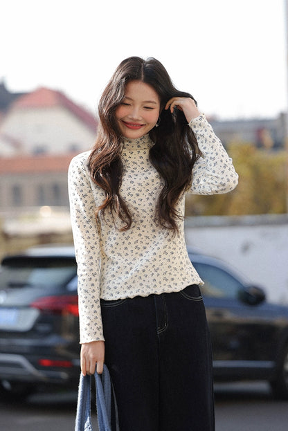 シック・フローラル・ハーフネック・シャツ